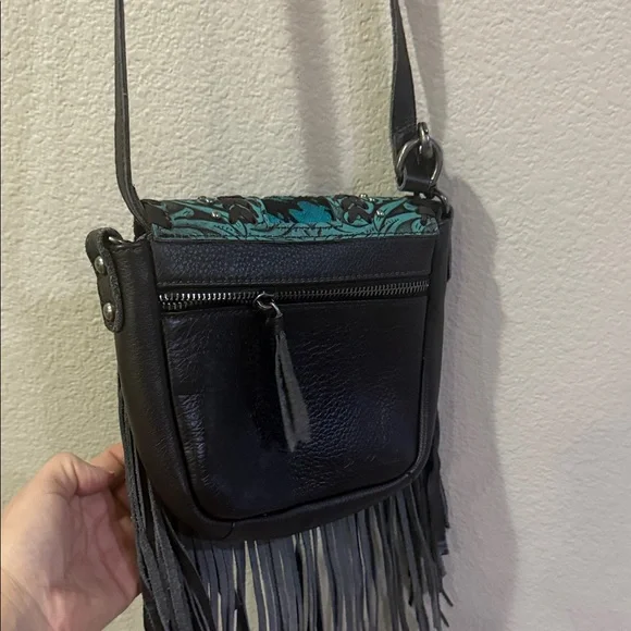Montana West chocolate brown and Turquise Patterned Crossbody Bag - Picture 8 of 8